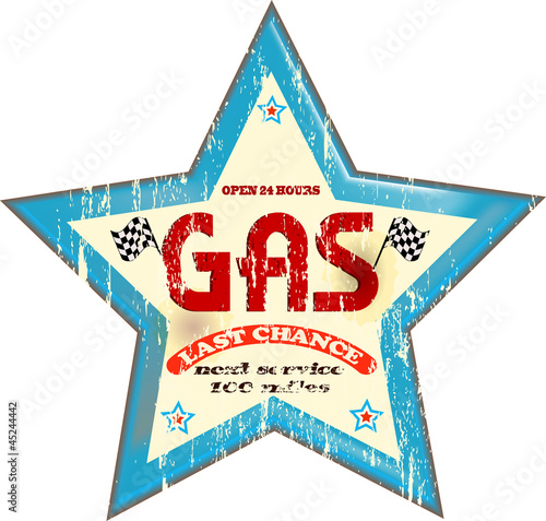 Vintage gas station sign, vector illustration