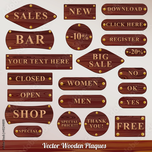 Set vector Wooden plaque