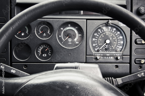 truck dashboard through steering wheel