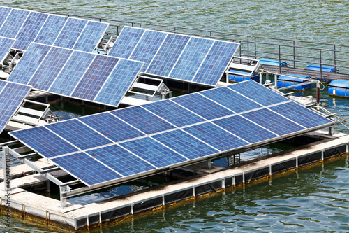 Solar panels  on the water. photo