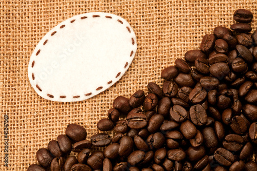 bubble fabric on burlap with coffee bean