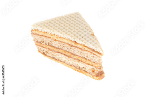 Delicious cake on a white background