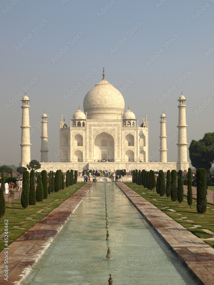 Fototapeta premium Beautiful white marble of Taj Mahal