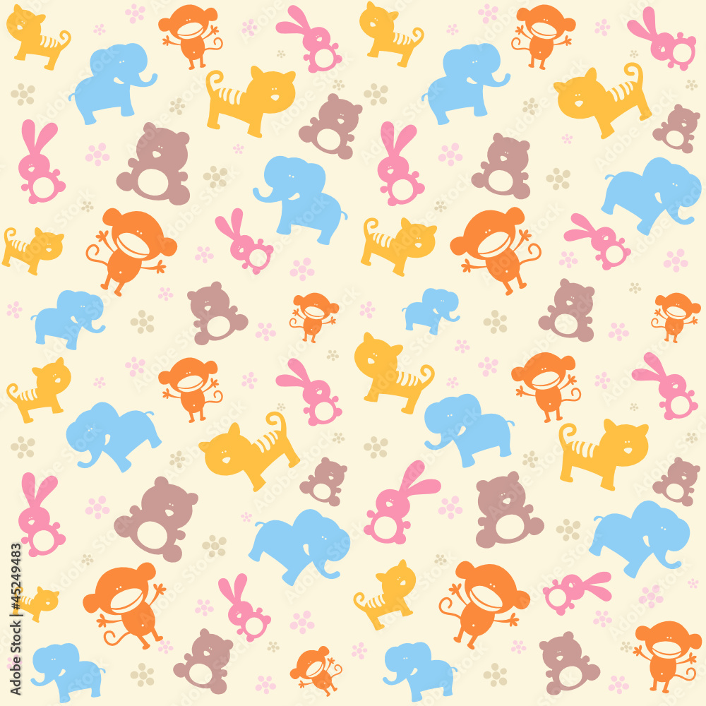Obraz premium Child seamless pattern with cute animals.