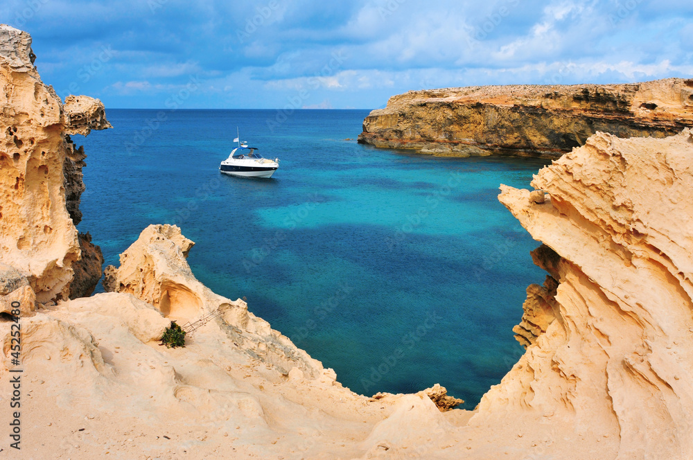 Punta de Sa Pedrera coast in Formentera, Balearic Islands, Spain