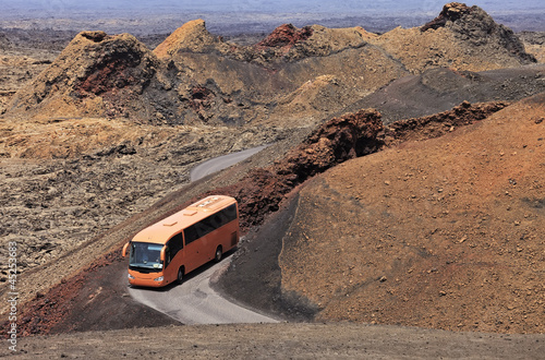 Touristic bus making a trip in the Timanfaya desert, Lanzarote © Fulcanelli