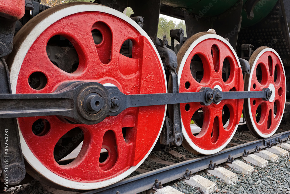 Old steam locomotive wheels