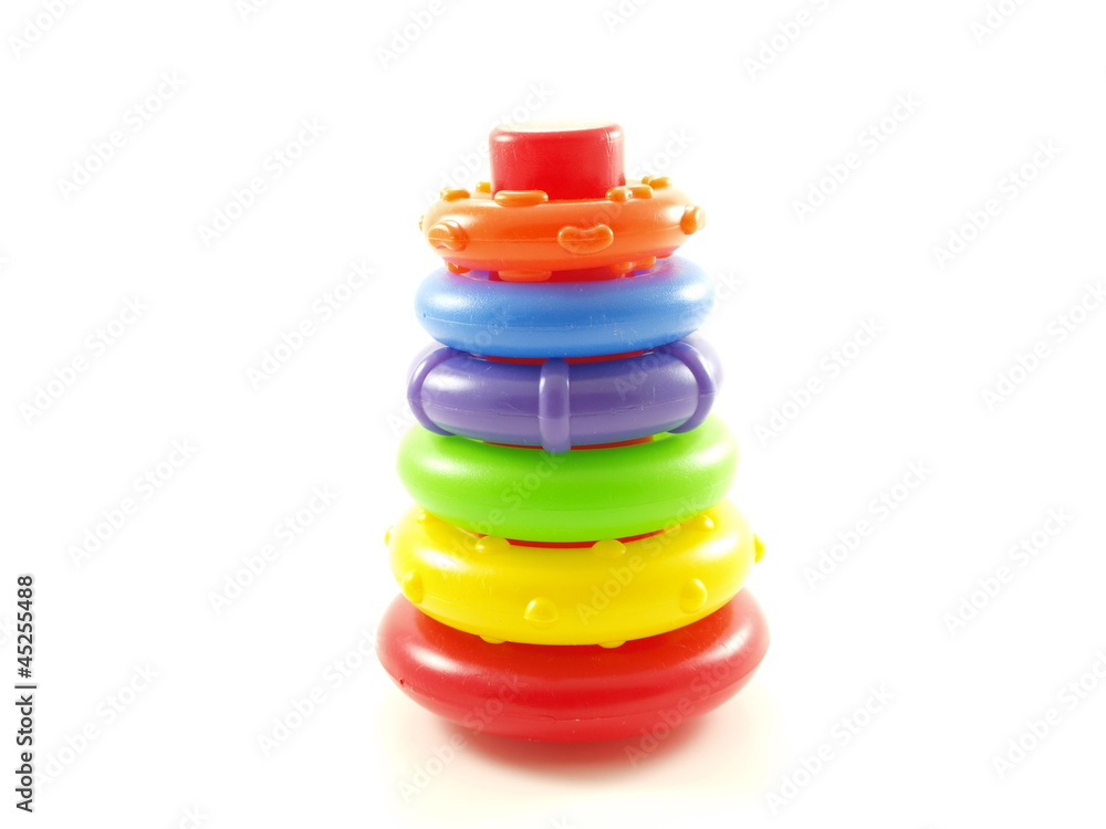 Colorful plastic pyramid toy isolated on white background Colorful plastic pyramid toy isolated on white background