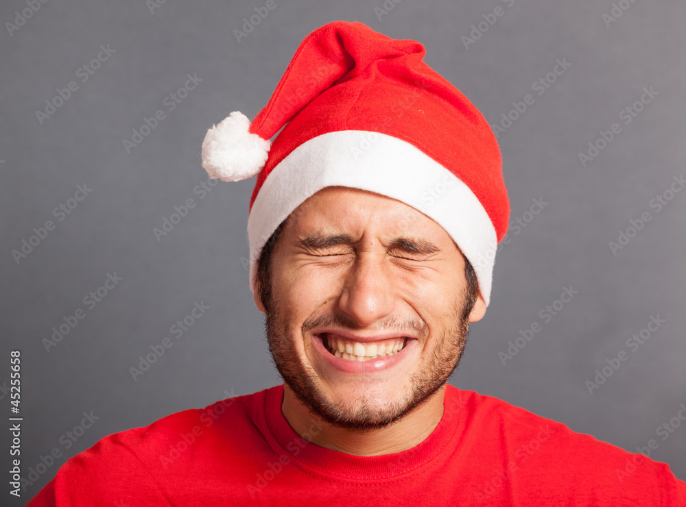 Young Man with Santa Hat