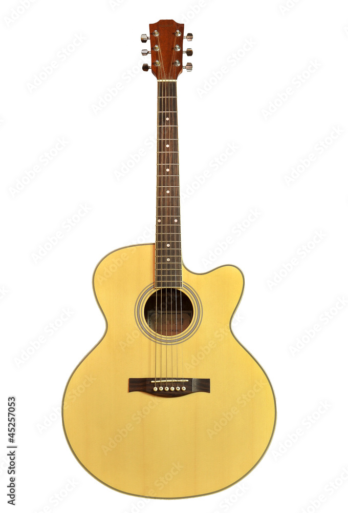 acoustic guitar isolated on the white background