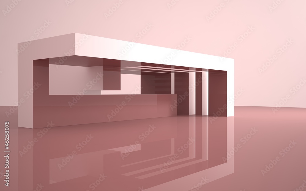 Abstract brown building on a white background