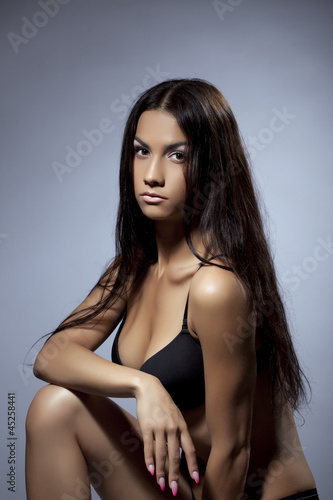 Wallpaper Mural young gorgeous woman portrait in black lingerie Torontodigital.ca