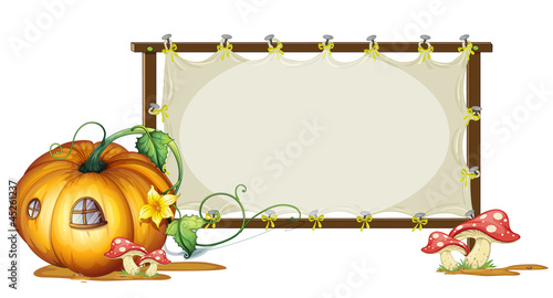 white board and pumpkin house