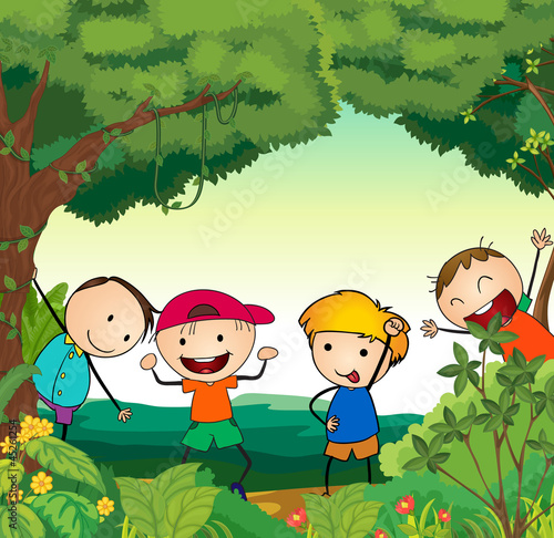 kids in a beautiful nature