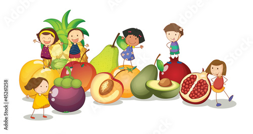 kids and fruits