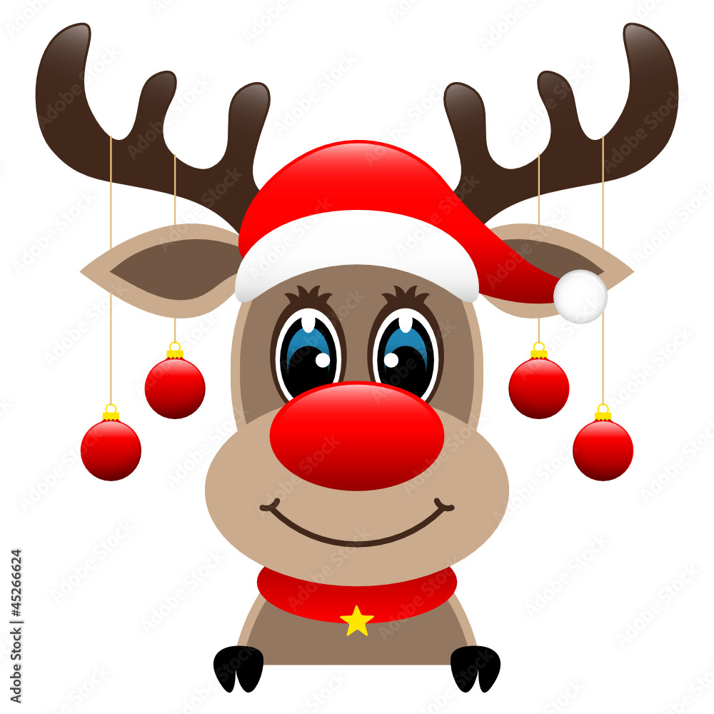 Rudolph 4 Hanging Christmas Balls Label Stock Vector | Adobe Stock