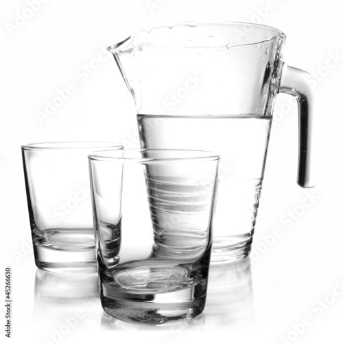 water-bottle and two glasses