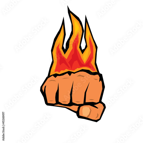 freedom concept. vector fist icon. fist silhouette with fire.