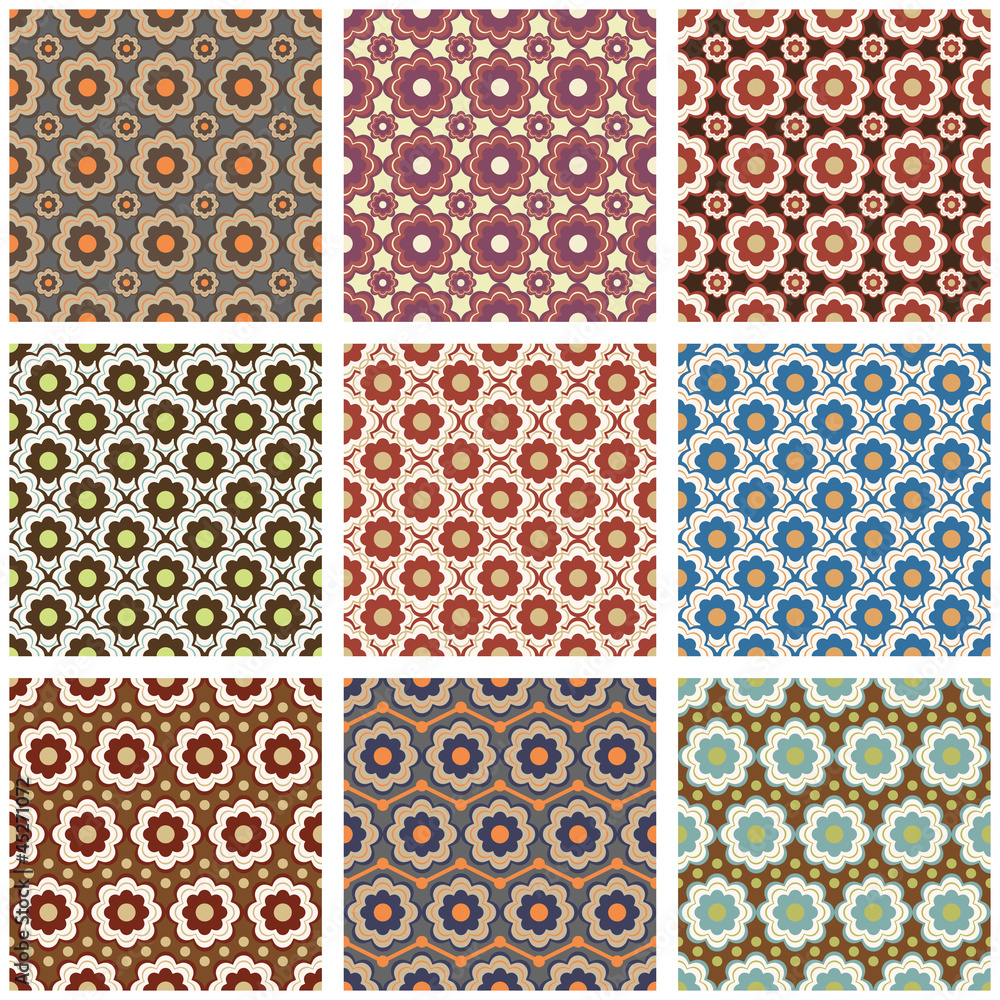Seamless retro patterns set Seamless retro patterns set