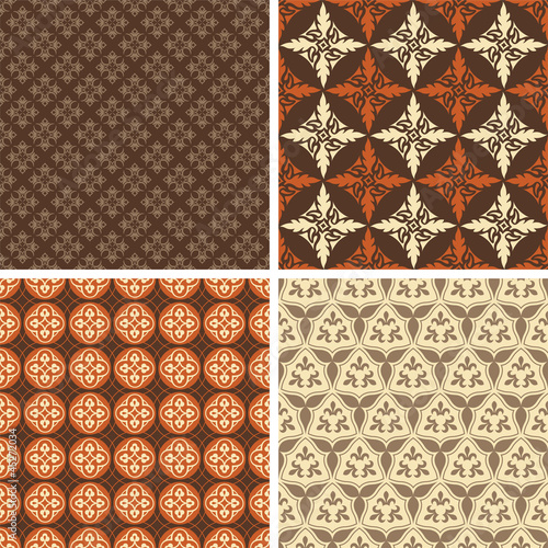 Set of four square seamless patterns