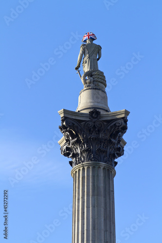 Statue of Nelsons column on trafalgar square in london