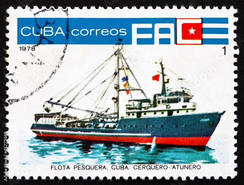 Postage stamp Cuba 1978 Tuna Boat, Tuna Industry