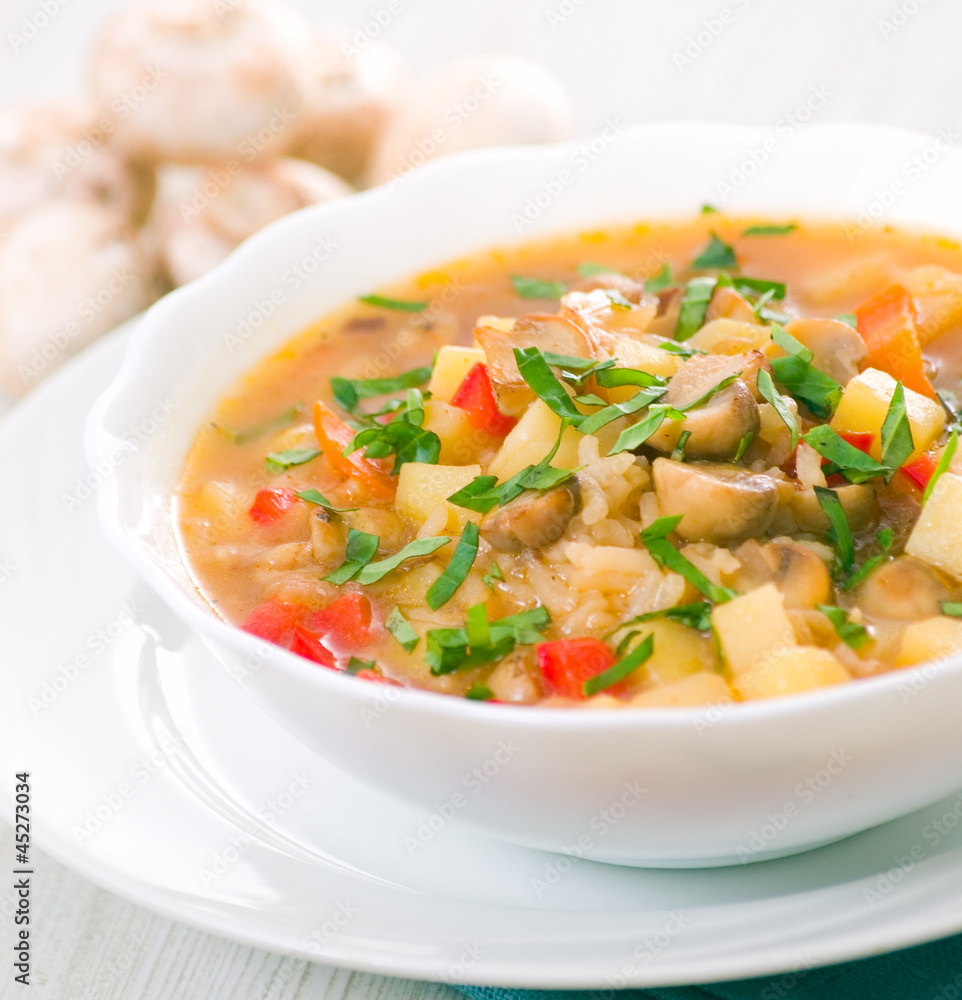 mushroom soup with potato and rice mushroom soup with potato and rice