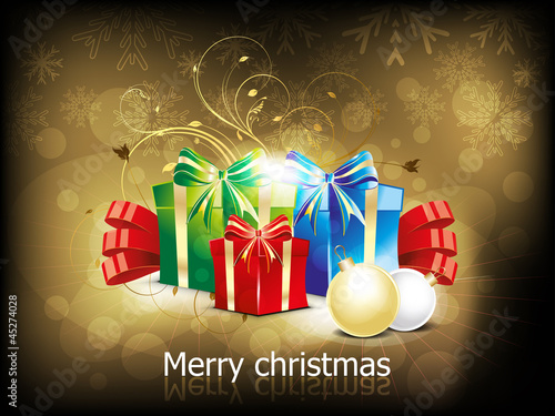 abstract christmas background with girft box