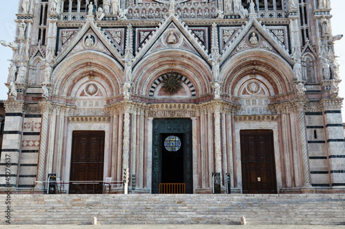 Detail of the Beautiful and Rich Facade of the Cathedral of Sien