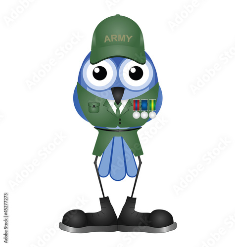 Bird soldier with medals