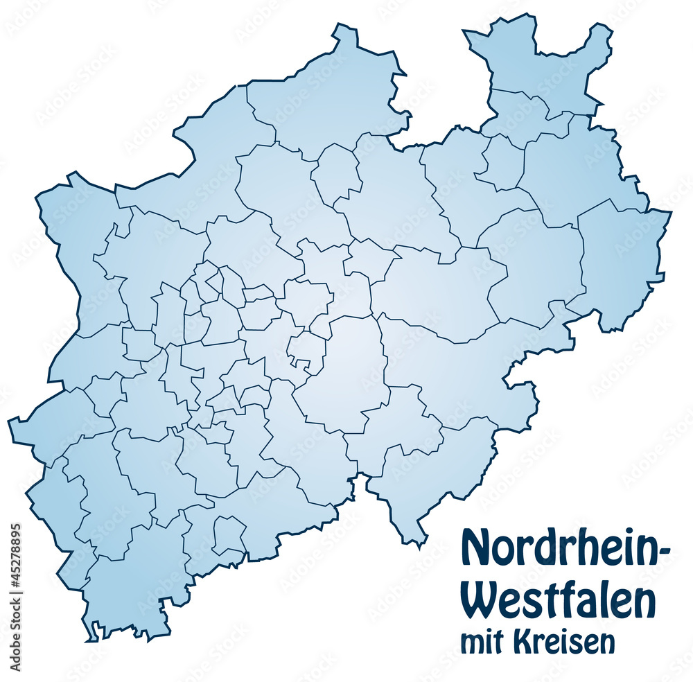 Bundesland Nordrhein-Westfalen mit Landkreisen