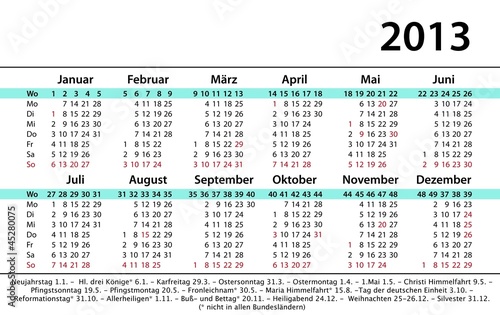 Kalender Visitenkartenformat 2013 incl. Werbefläche
