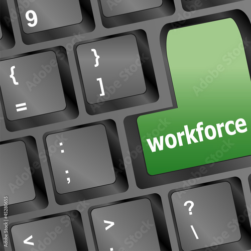 Workforce keys on keyboard - business concept