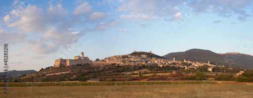 Panorama of Assisi with S. Francesco Basilica, Umbria, Italy photo