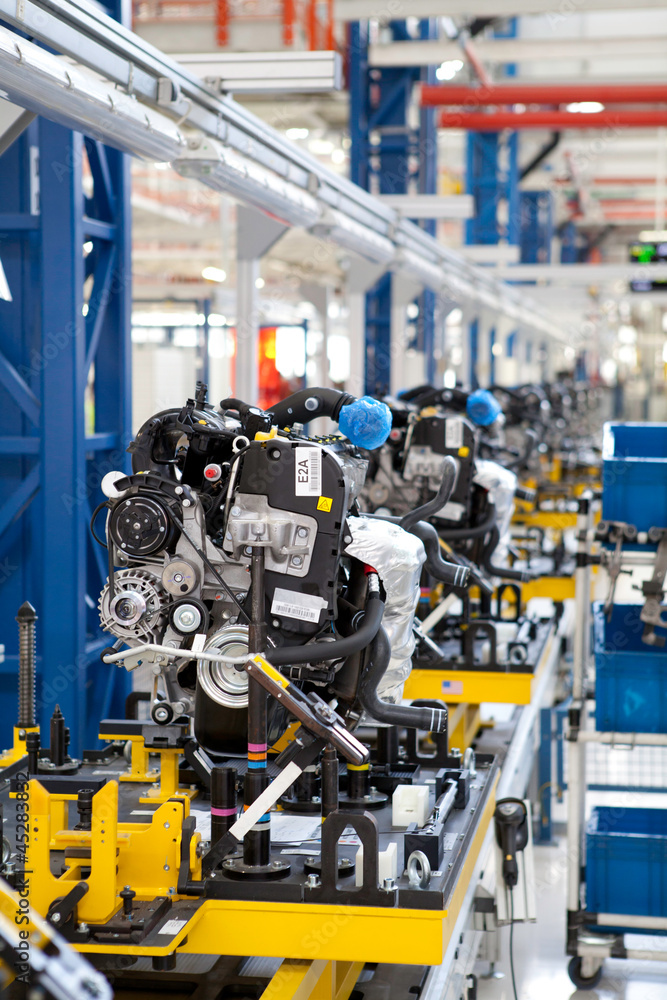 car engine assembled on the factory production line car engine assembled on the factory production line