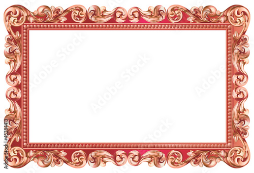 Cadre baroque rectangulaire, métallisé rouge