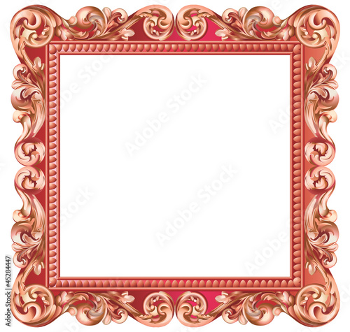 Cadre baroque carré, métallisé rouge