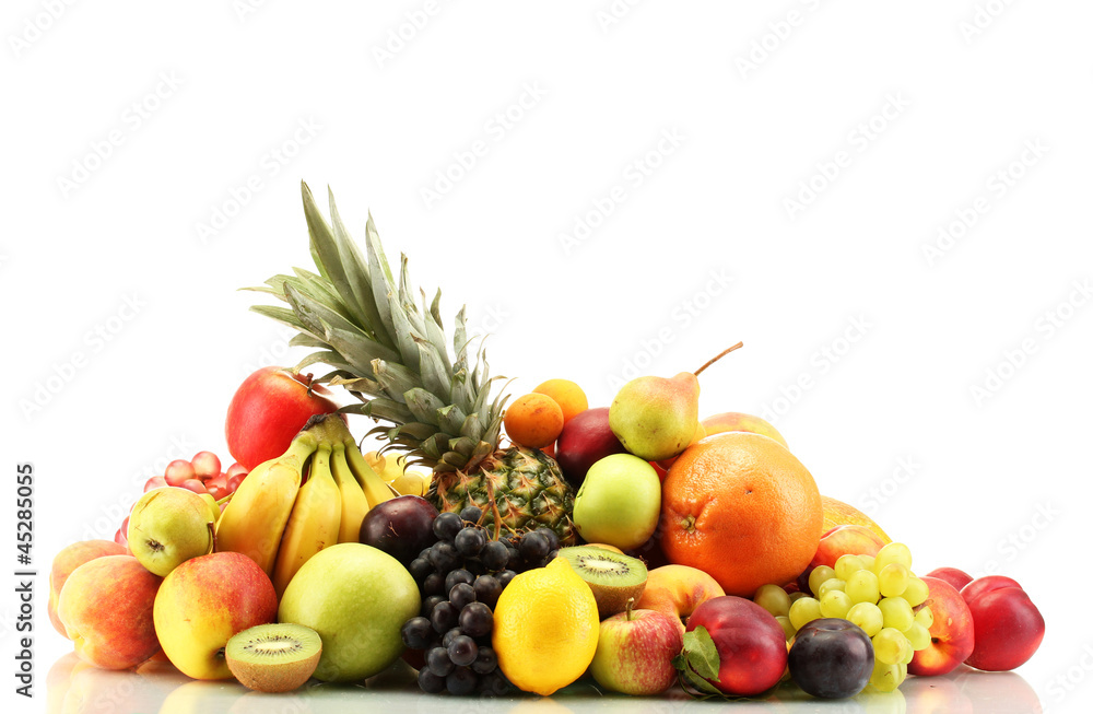 Assortment of exotic fruits isolated on white Assortment of exotic fruits isolated on white