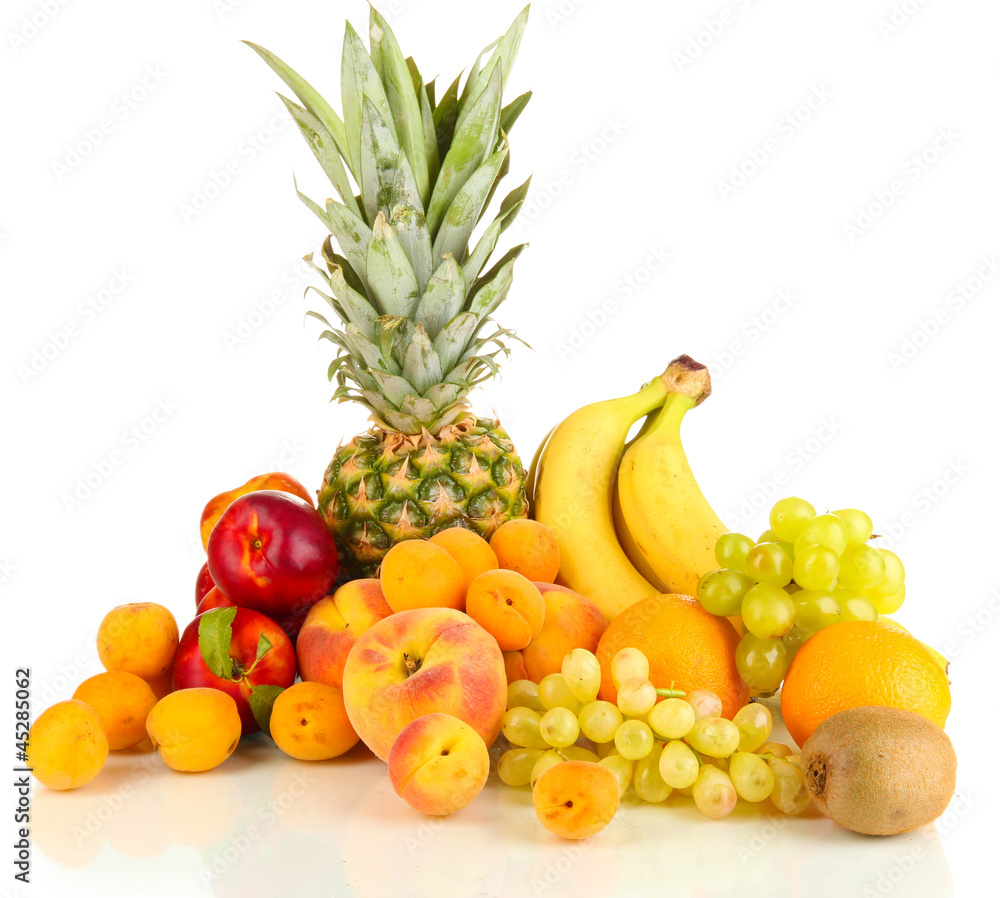 Still life of fruit isolated on white