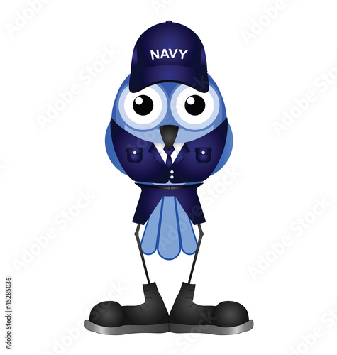 Bird sailor in uniform isolated on white background