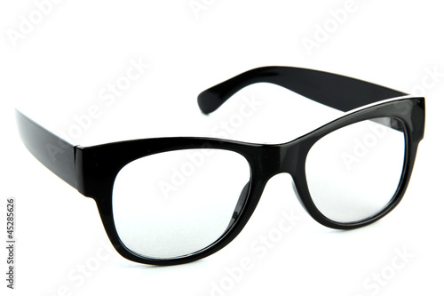 black glasses, isolated on white