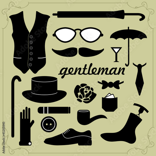 Set of vector elements for gentlemen