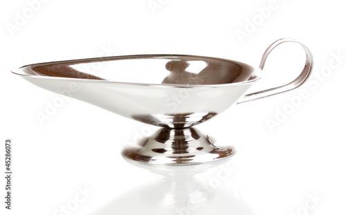 Silver gravy boat isolated on white