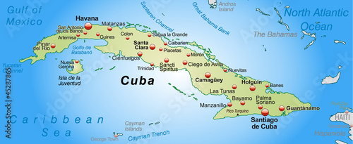 Umgebungskarte der Insel Kuba photo