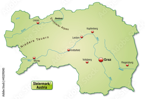 Landkarte der Steiermark als   bersichtskarte