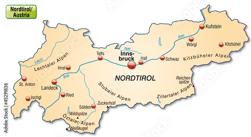 Landkarte von Tirol als Insel