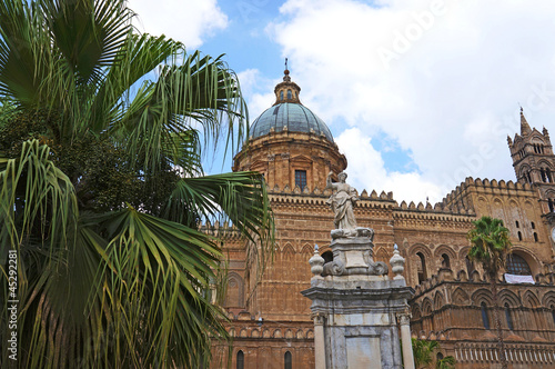 The gothic facade of the Palermo Cathedral