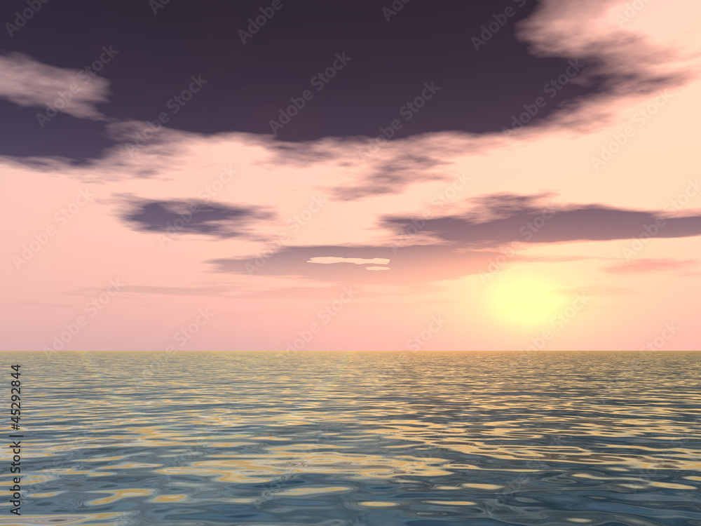 Fototapeta premium Conceptual sunset background with sun close to horizon