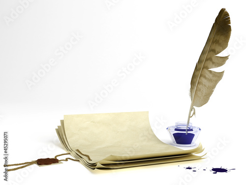 Old paper and quill pen