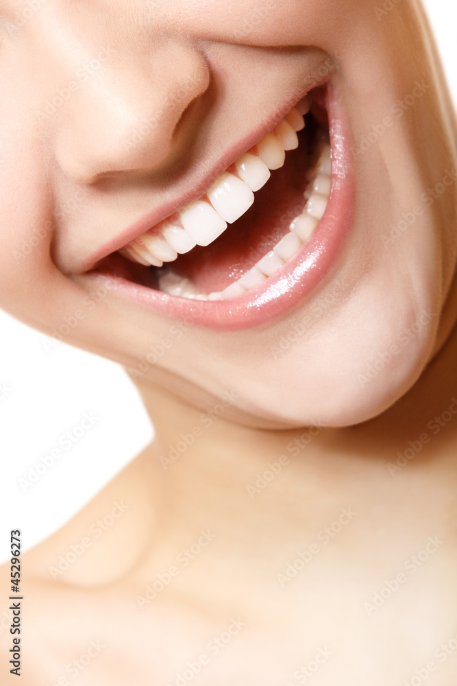Perfect smile of beautiful woman with great healthy white teeth. Perfect smile of beautiful woman with great healthy white teeth.